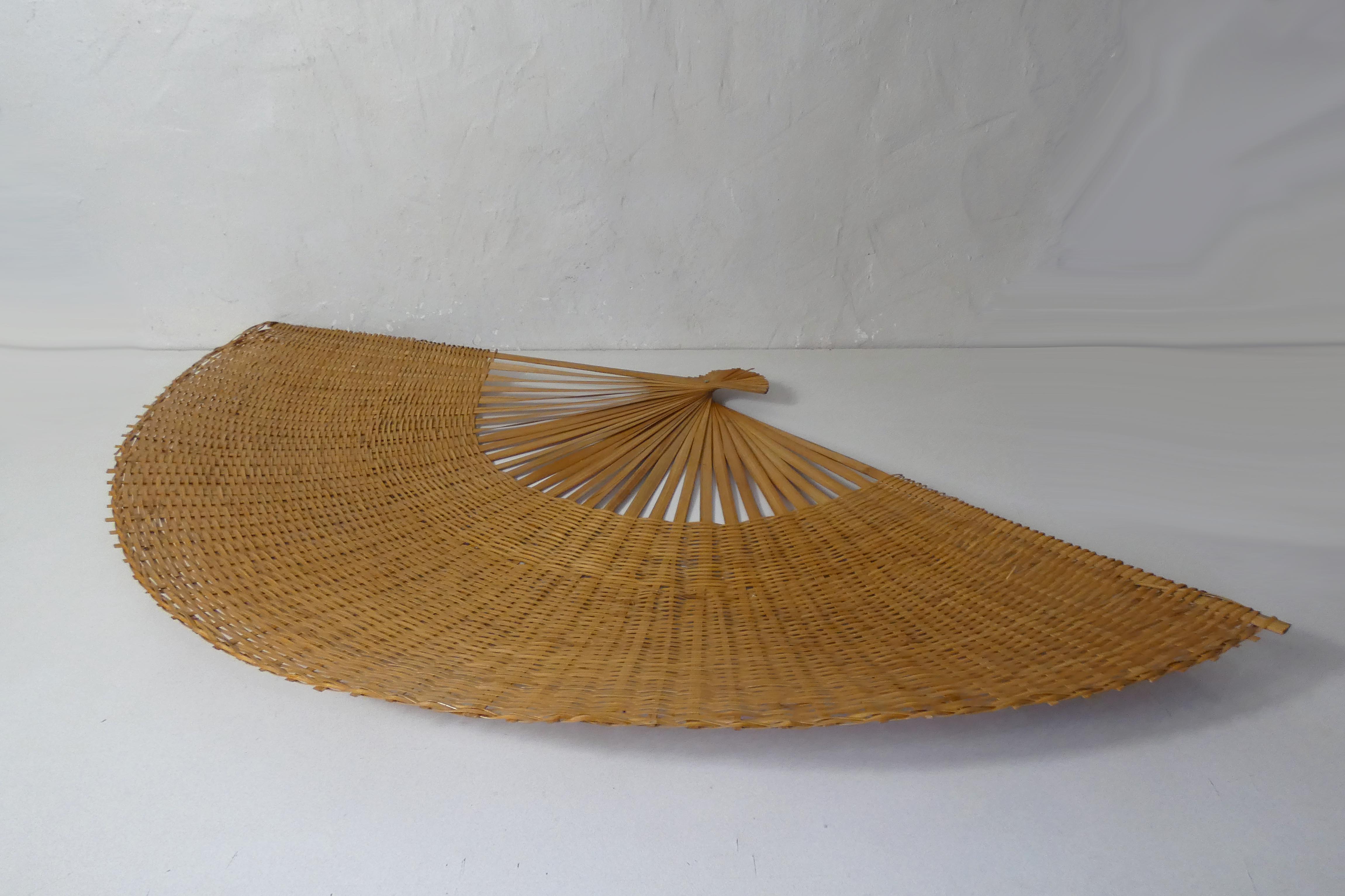 XXL fan in vintage rattan (106 cm)