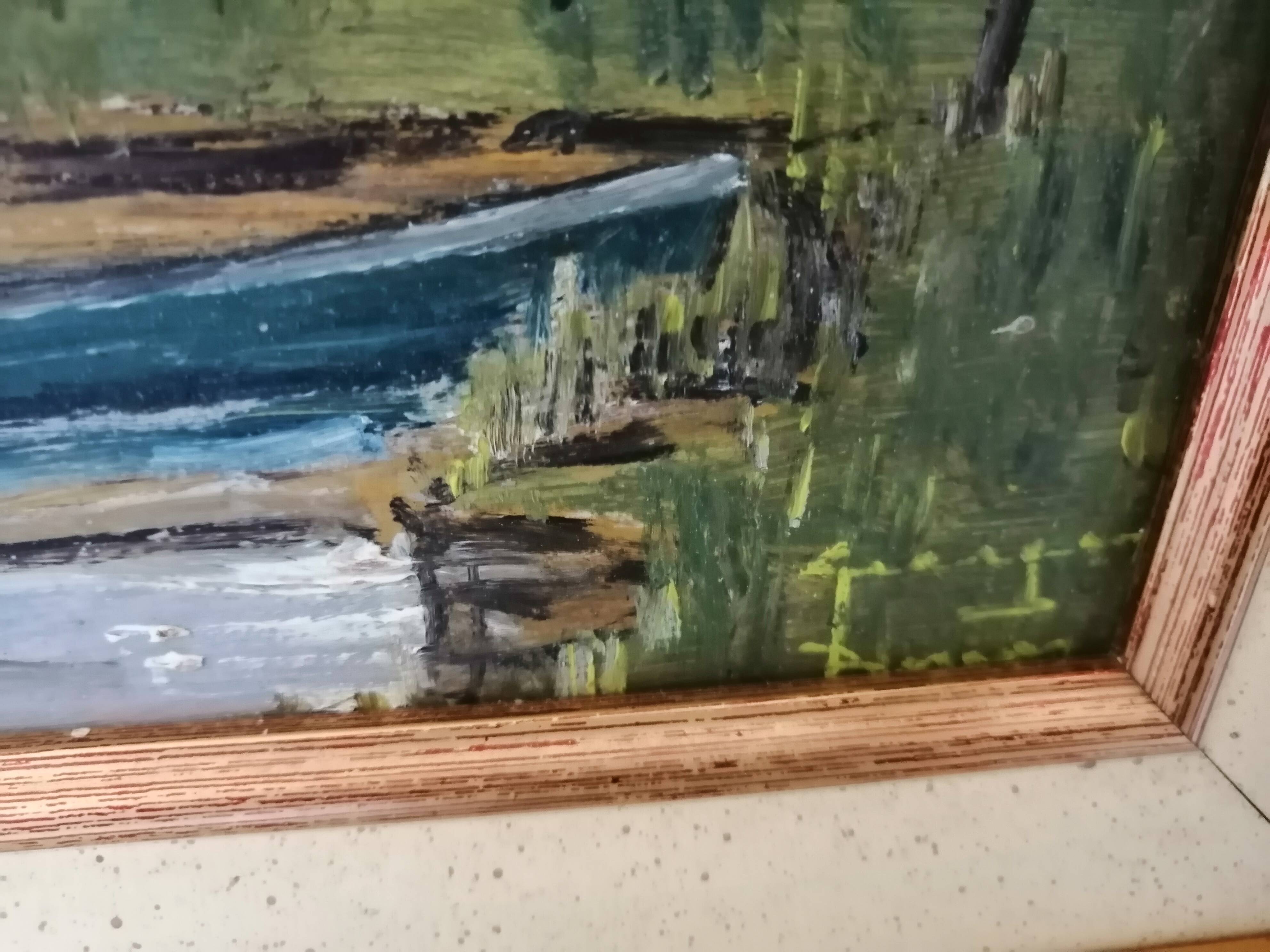 Old oil framed on panel