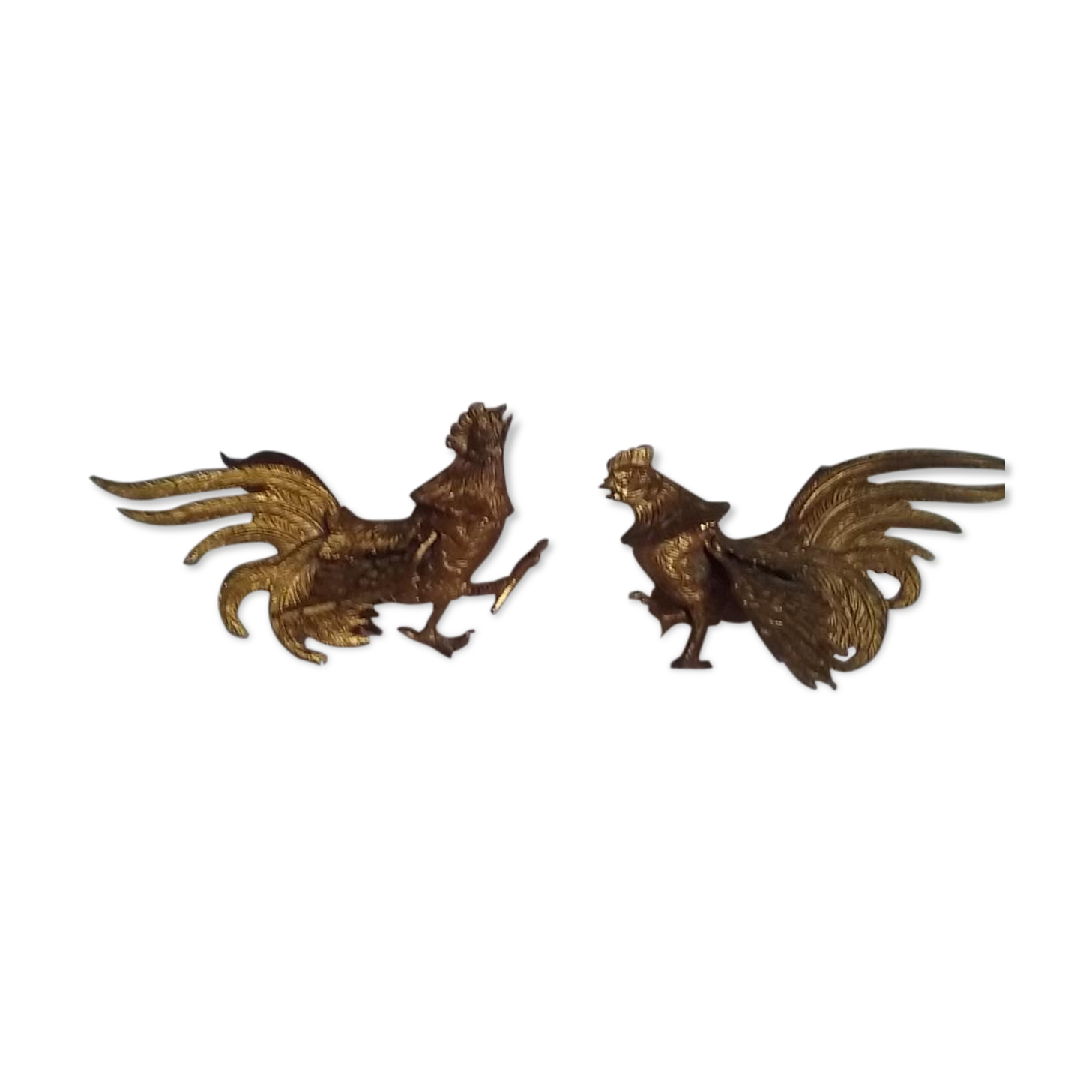 Pair of vintage heath roosters in brass year 70.