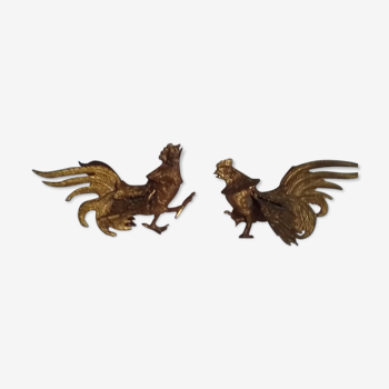 Pair of vintage heath roosters in brass year 70.