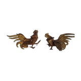 Pair of vintage heath roosters in brass year 70.