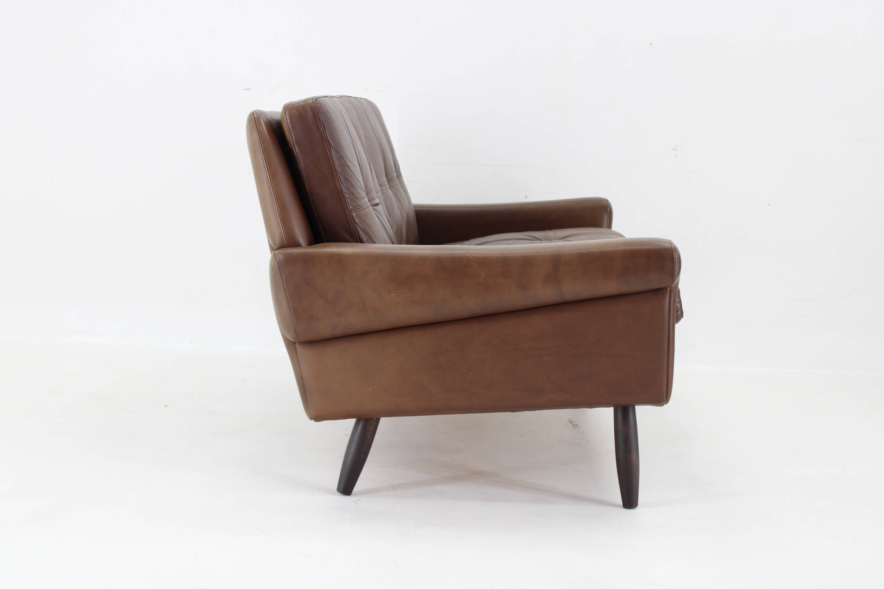 Ensemble de salon Svend Skipper 1970 en cuir marron, Danemark