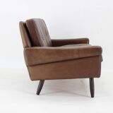 Ensemble de salon Svend Skipper 1970 en cuir marron, Danemark