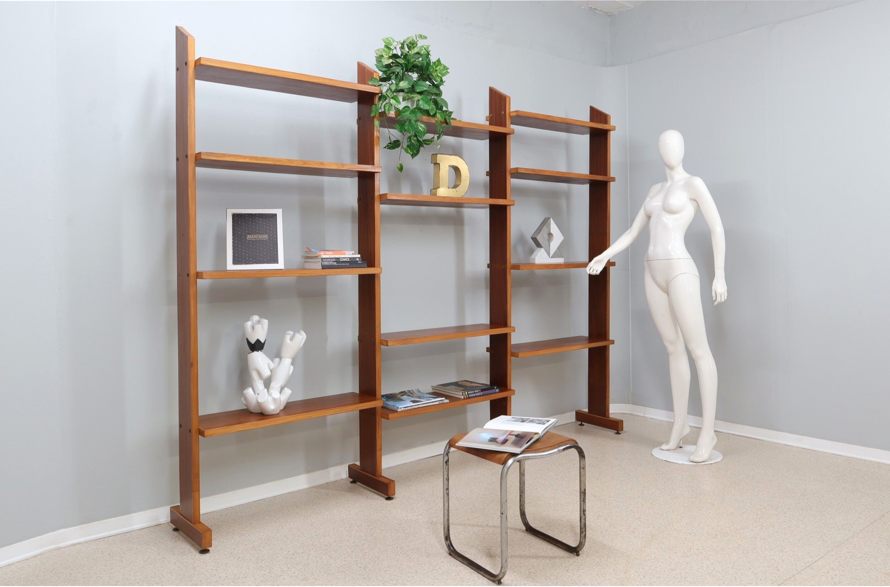 Mid century teak shelves bookcase 1960s