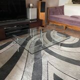 Roche Bobois coffee table. 1980. Plexiglas and glass. 100x100.