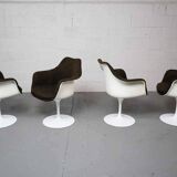 Set of four Eero Saarinen Swivel Tulip Armchairs Model 150, 1970s by Knoll Int.