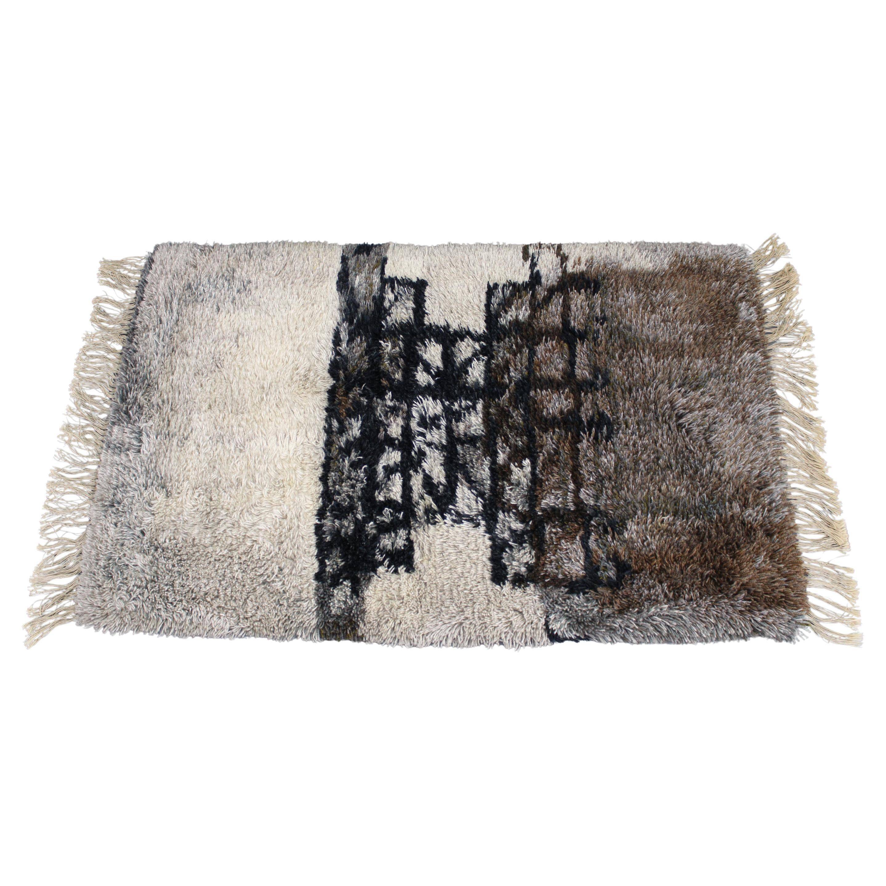 Tapis abstrait danois en laine à poils longs, années 1960
