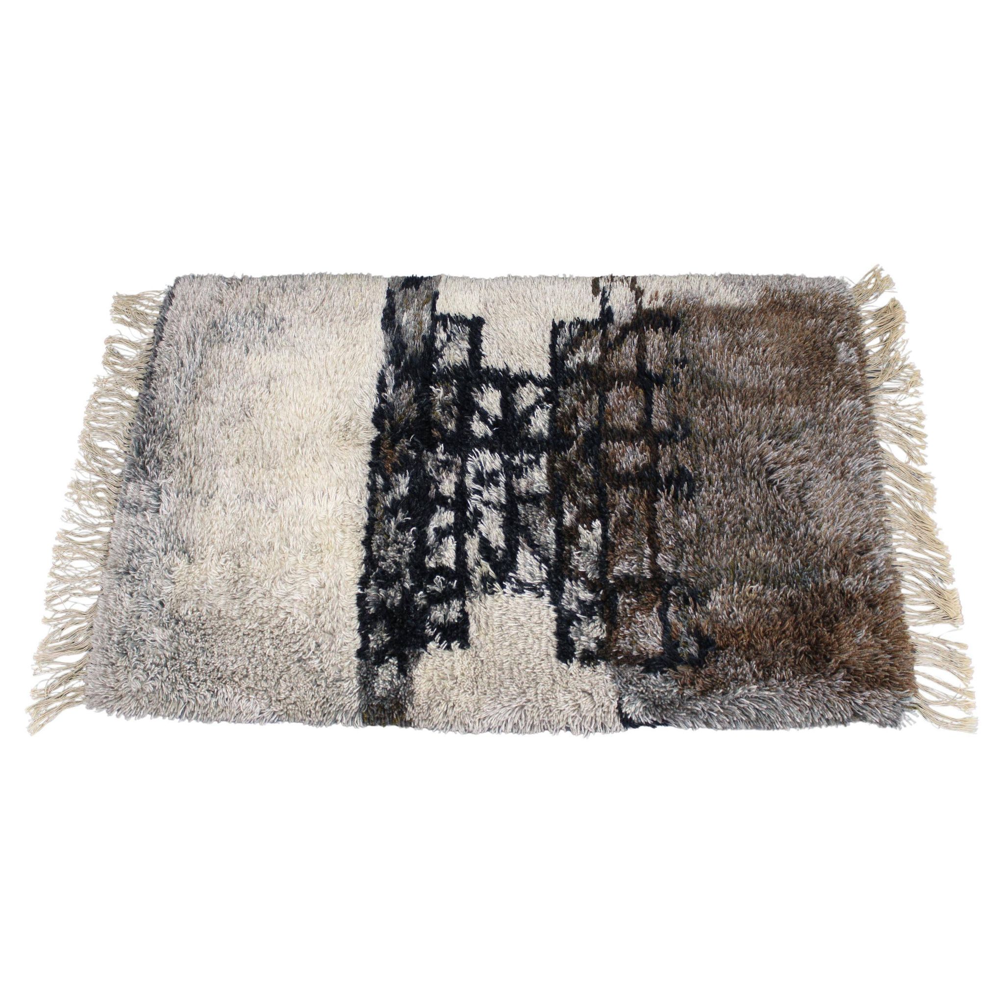 Tapis abstrait danois en laine à poils longs, années 1960