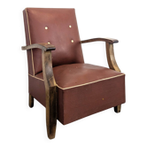 Fauteuil en skaï vintage années 50