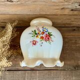 Opaline glass globe pendant light with flowers