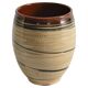 Hand-Painted Earthenware Vase with Creme and Black Graphic Decor, Sweden