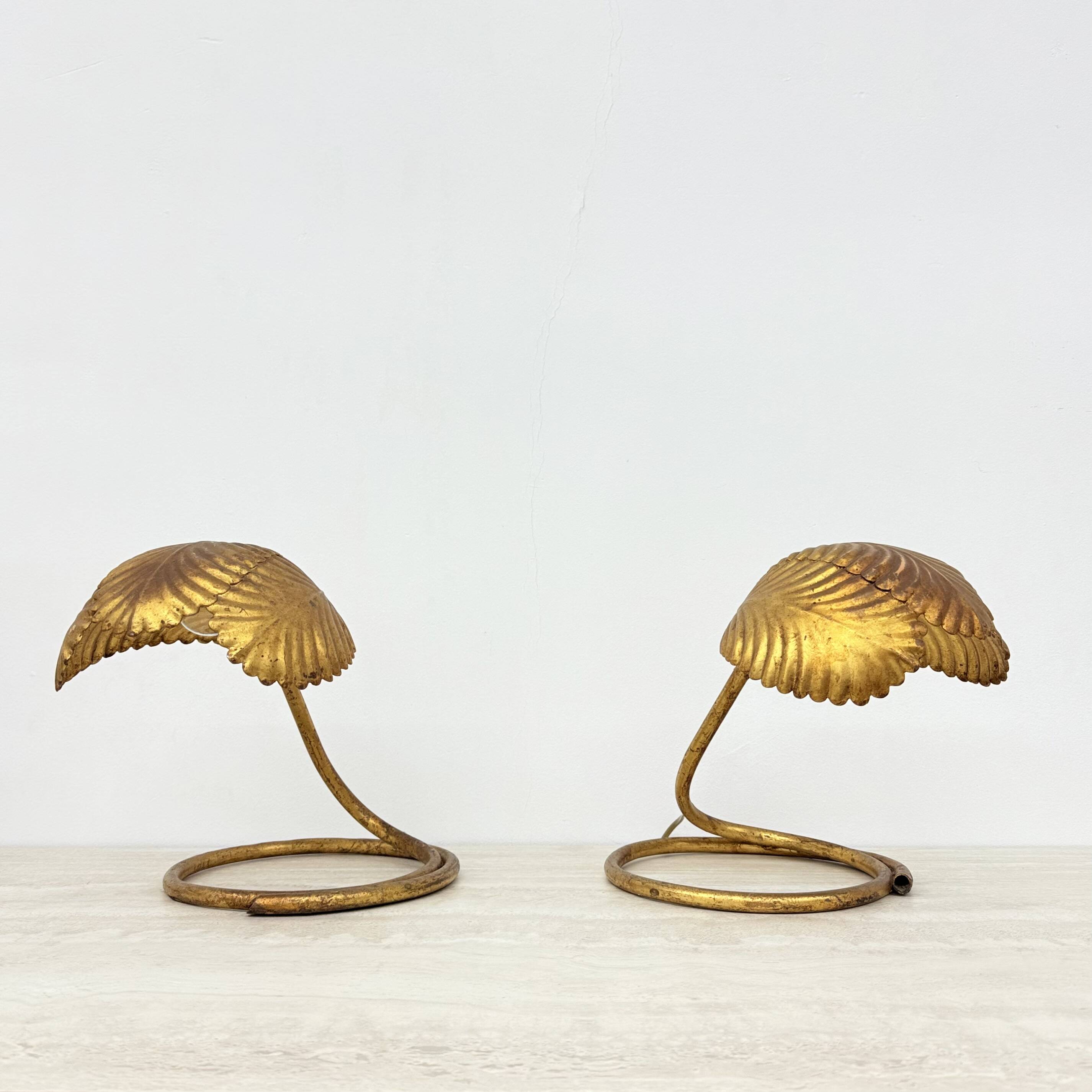 Pair of Mid-century table lamp leaf , 1970s