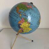 Vintage 1960s Taride tripod globe, gilt metal - 28 cm