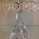 Bedside lamp glass foot and lampshade hook ecru / vintage 60s-70s