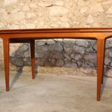 Vintage rectangular teak table with 2 extension spieces, 1960s