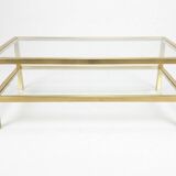 Table basse Pierre Vandel en métal doré brossé années 70