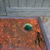 Set of 2 tables enamelled lava
