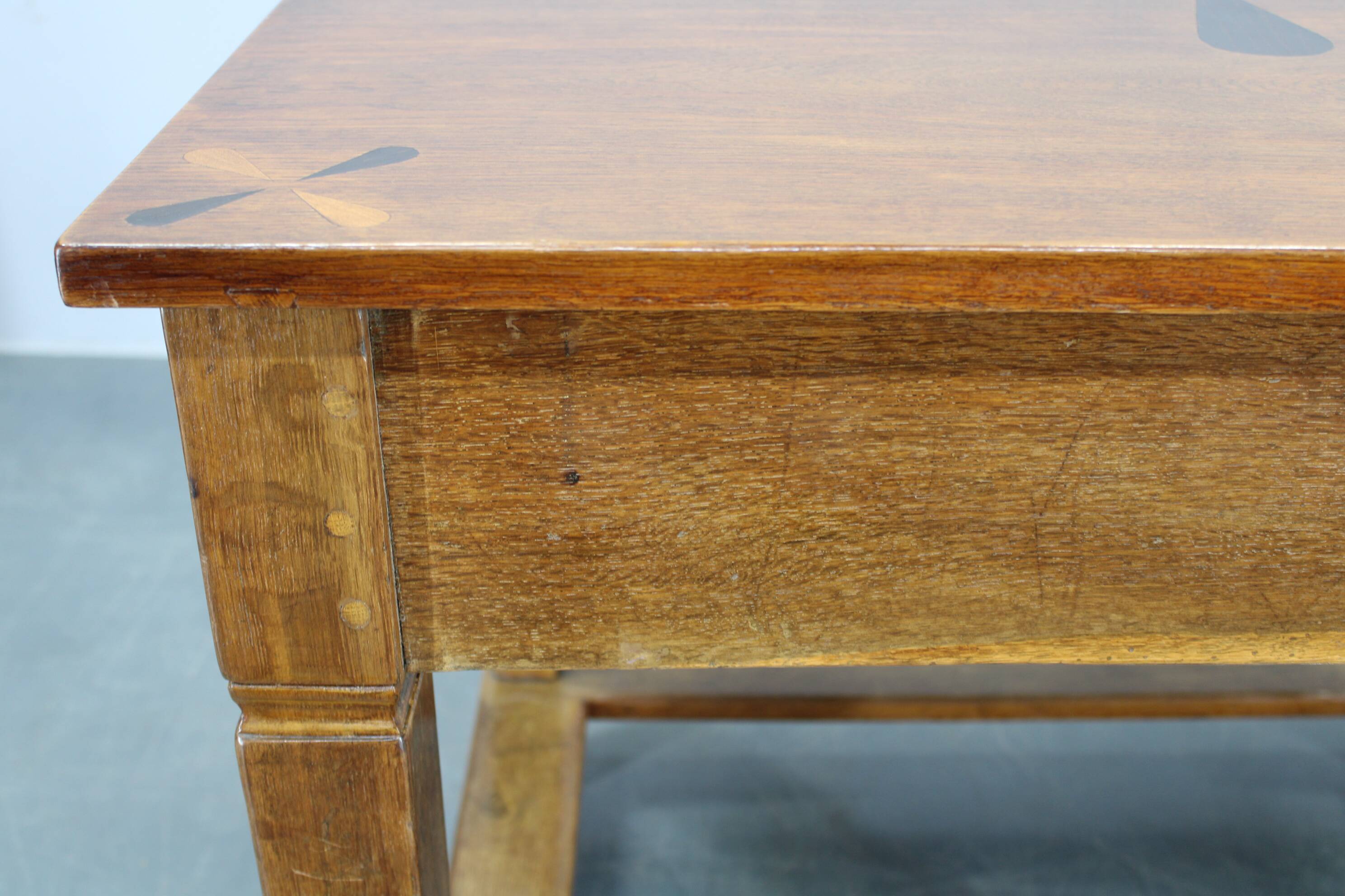1930s Restored Antique Oak Table, Czechoslovakia