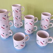 Set of 12 Postmodern Memphis cups by Royal Mosa Maastricht, The Netherlands