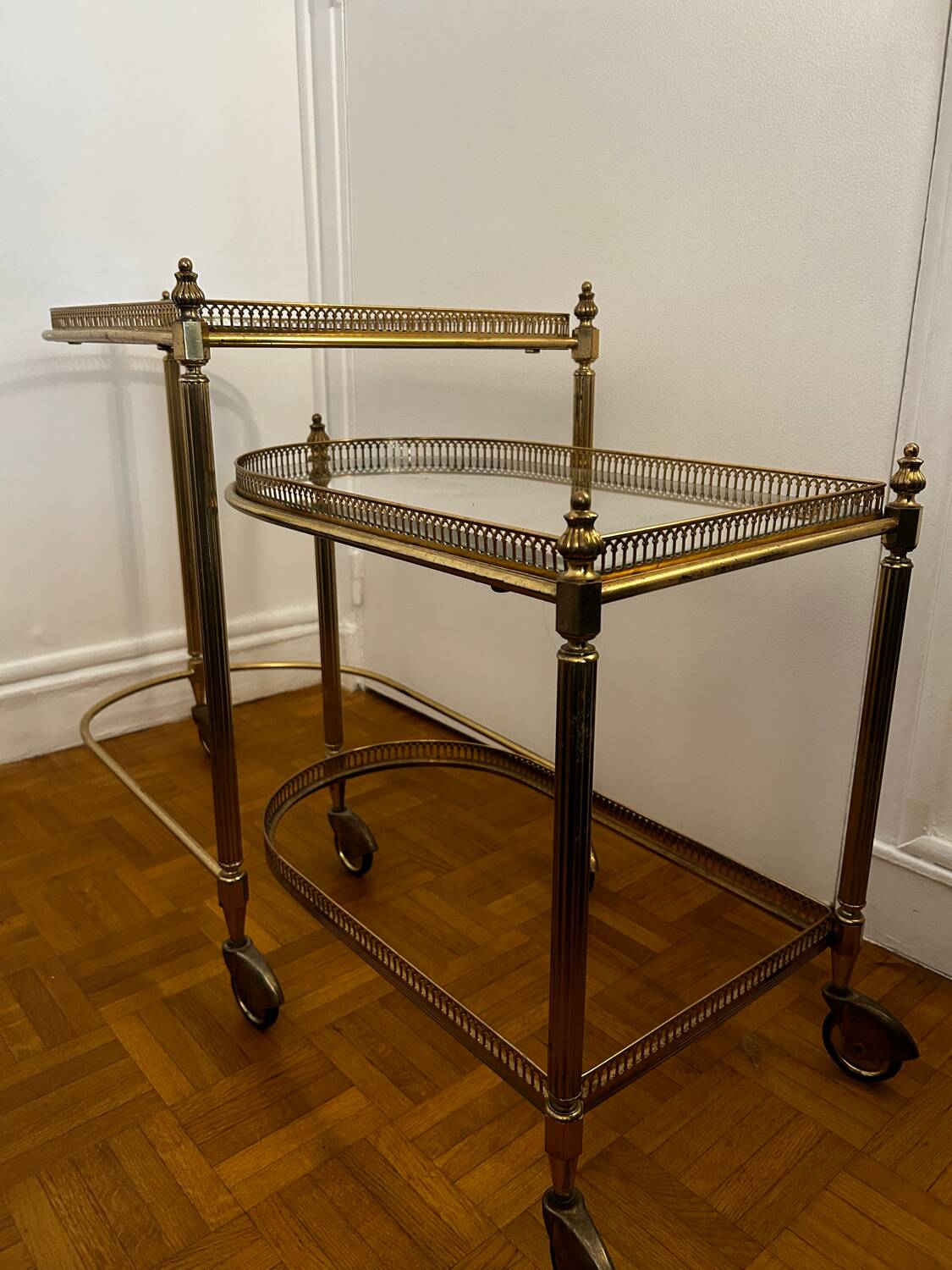 Brass and glass nesting table