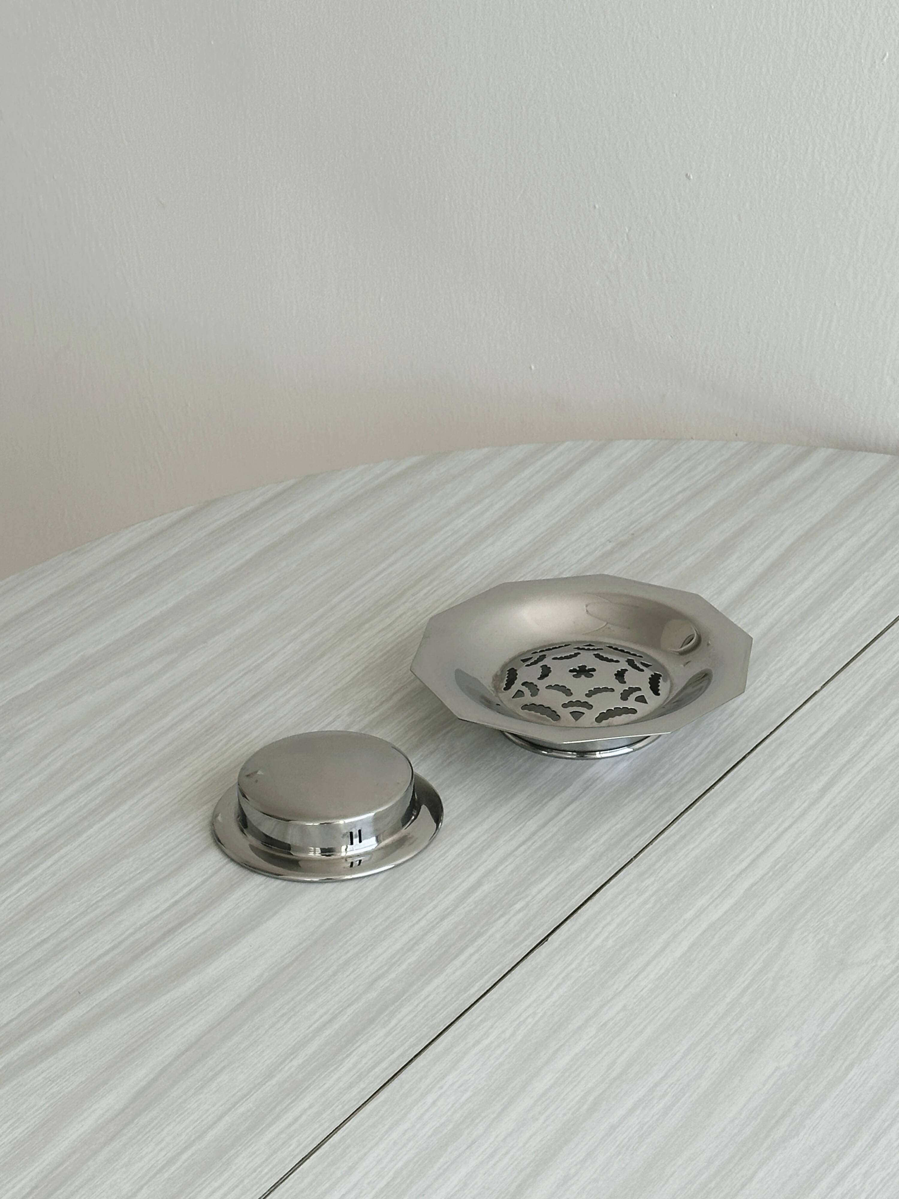 Antique metal butter dish