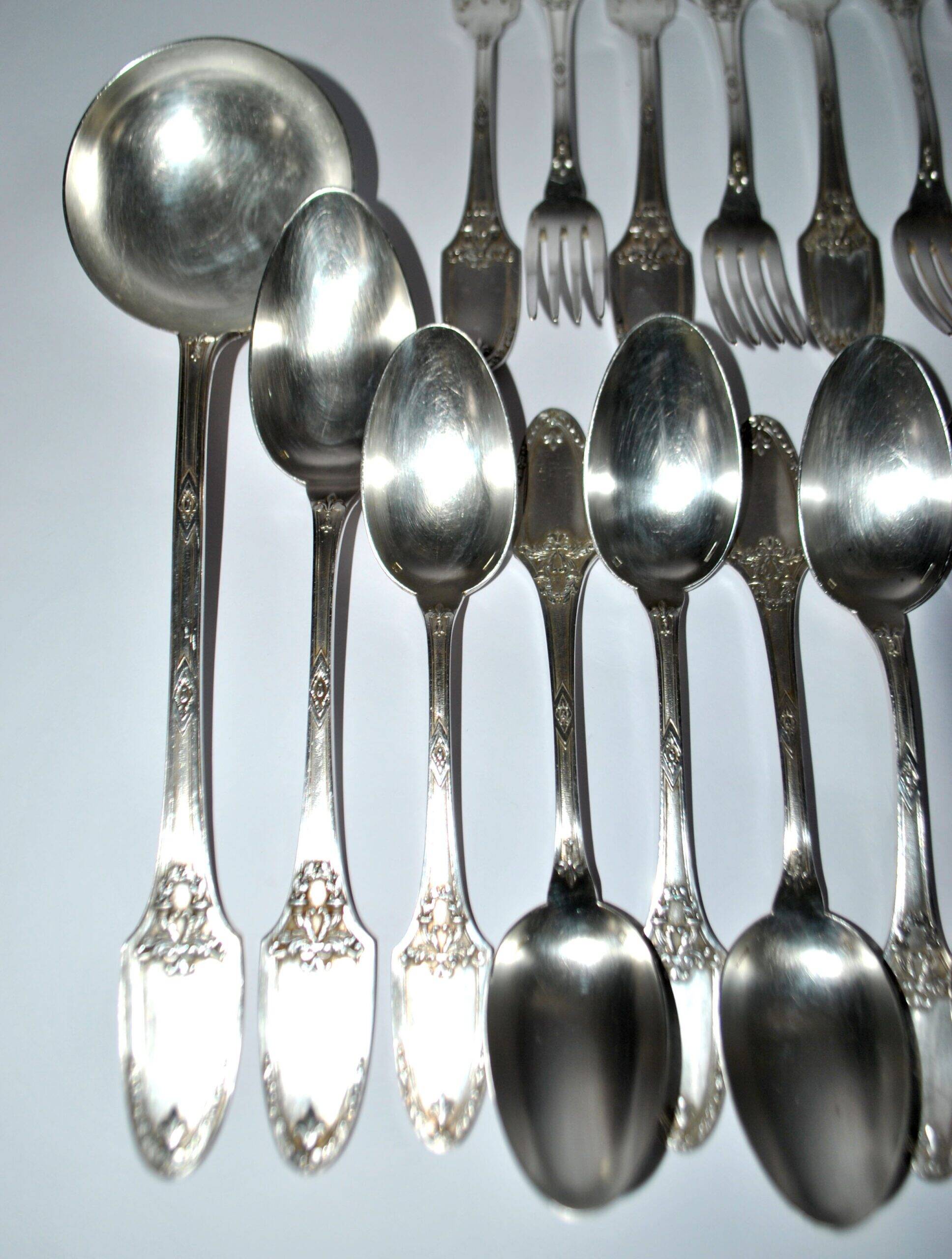 Boulenger household items 34 place settings Empire Marie-Louise 12 soup spoons 9 forks 11 dessert spoons