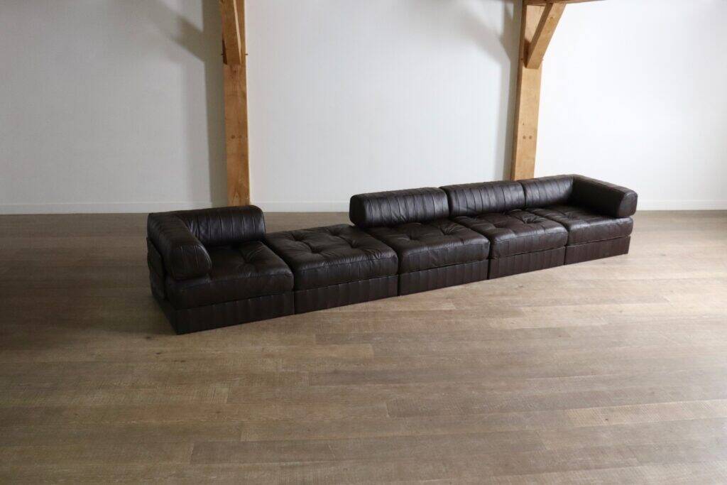 De Sede DS-88 modular sofa in dark brown patchwork leather, Switzerland 1970s