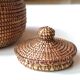 Round braided fiber box, basket, 80s