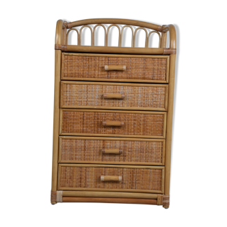 Vintage rattan chest of drawers, 1970s