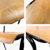 Chaise d’école vintage en bois et métal – style industriel, années 60