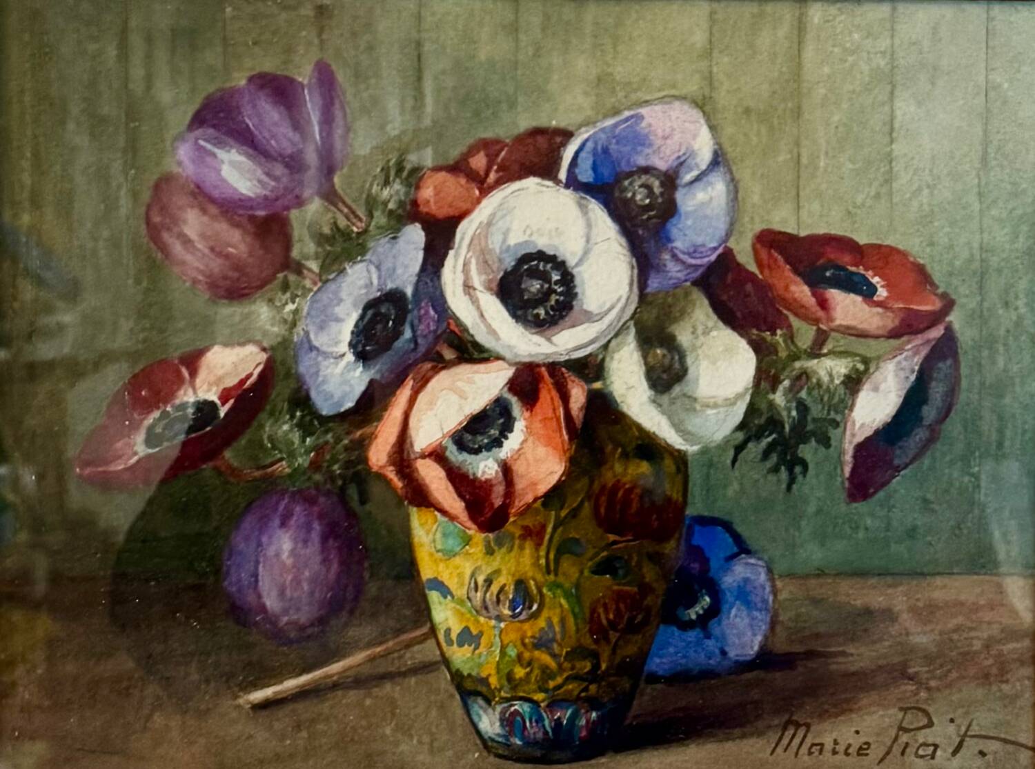 Still life with anemones, signed early 20th century