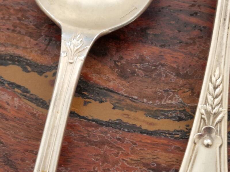 Christofle Set of 6 Lauriers model table spoons in silver-plated metal