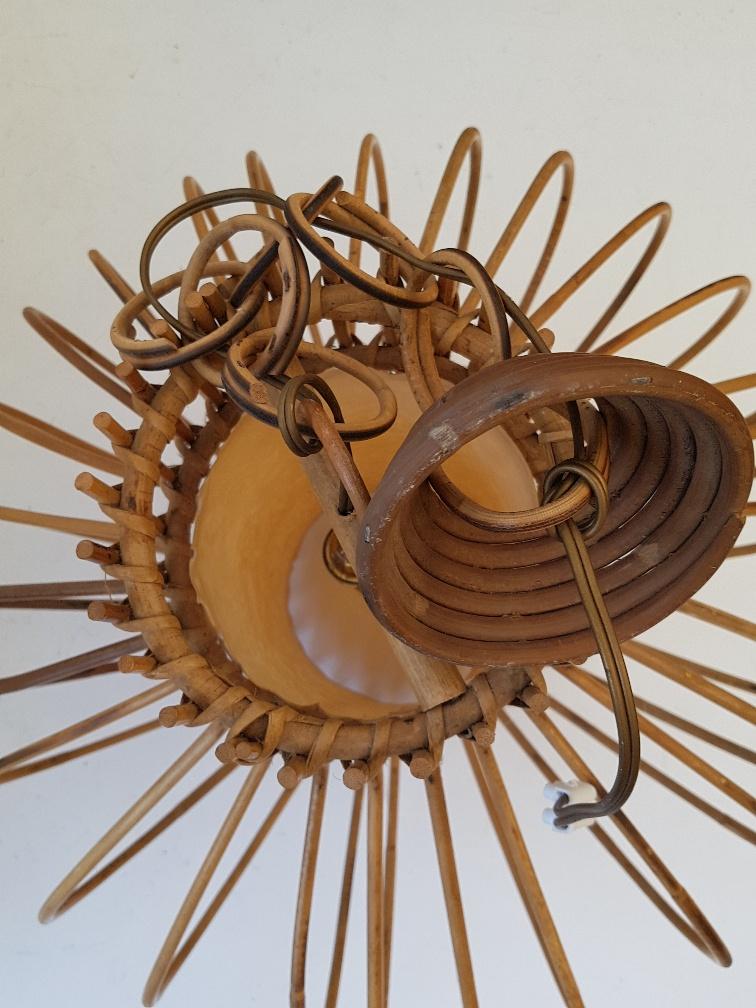 1950s rattan hanging lamp