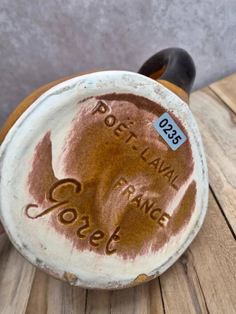 Zoomorphic pitcher Goret Poët-Laval – vintage slipware – pig