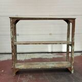 Teak shelves with a green patina