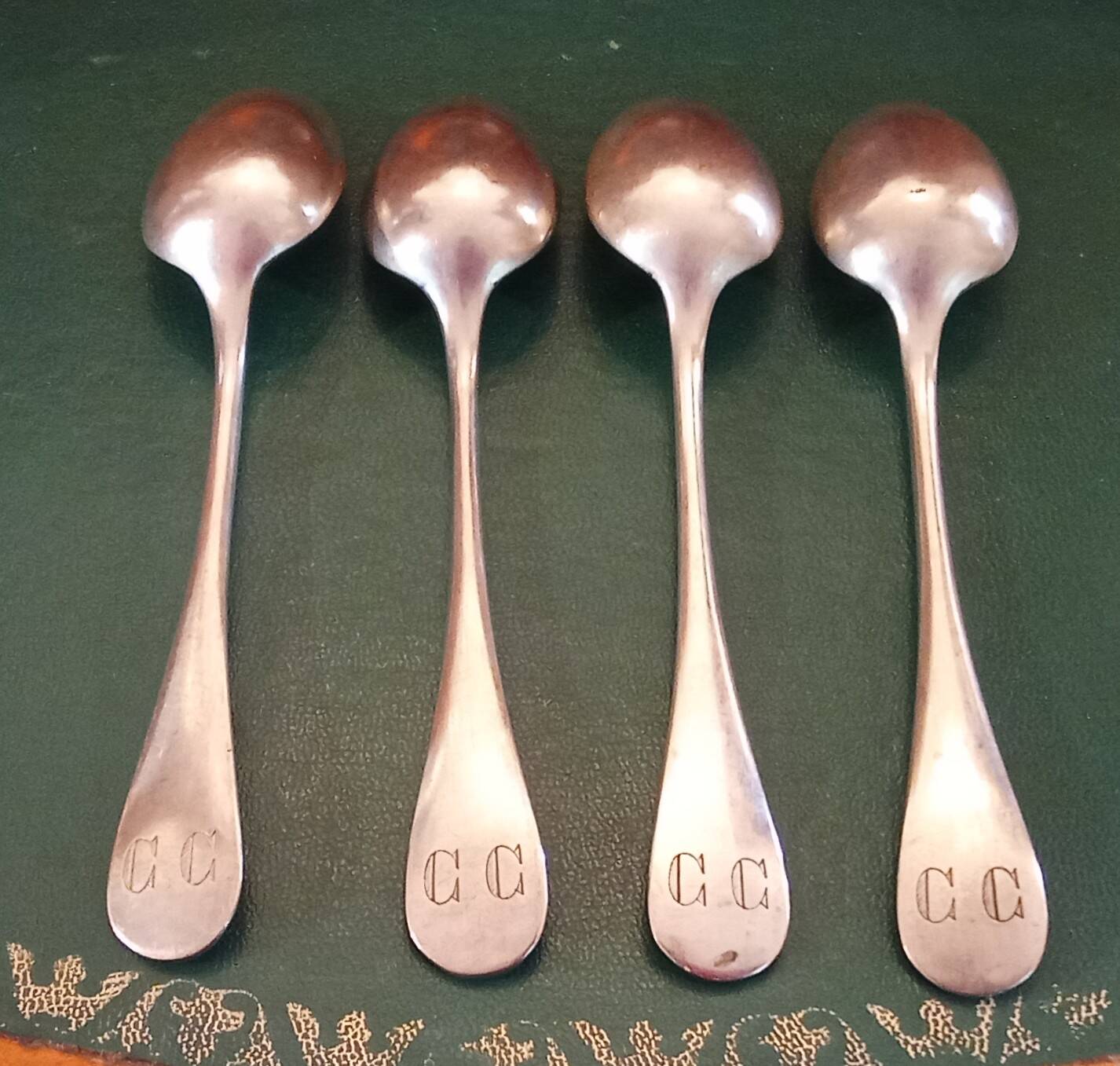 4 old small spoons monogrammed CG Orfèvrerie Christofle