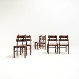 Ensemble de chaises de salle à manger Razorblade en chêne massif, années 1970
