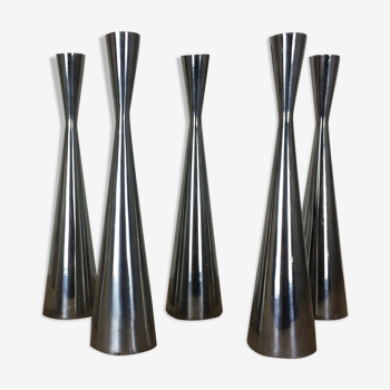 6 aluminium cast iron diabolo candlesticks