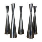 6 aluminium cast iron diabolo candlesticks