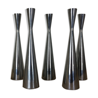 6 bougeoirs diabolo en fonte d'aluminium