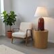 Red Terracotta Table Lamp with Metal Filigree, Vintage 1980s Design
