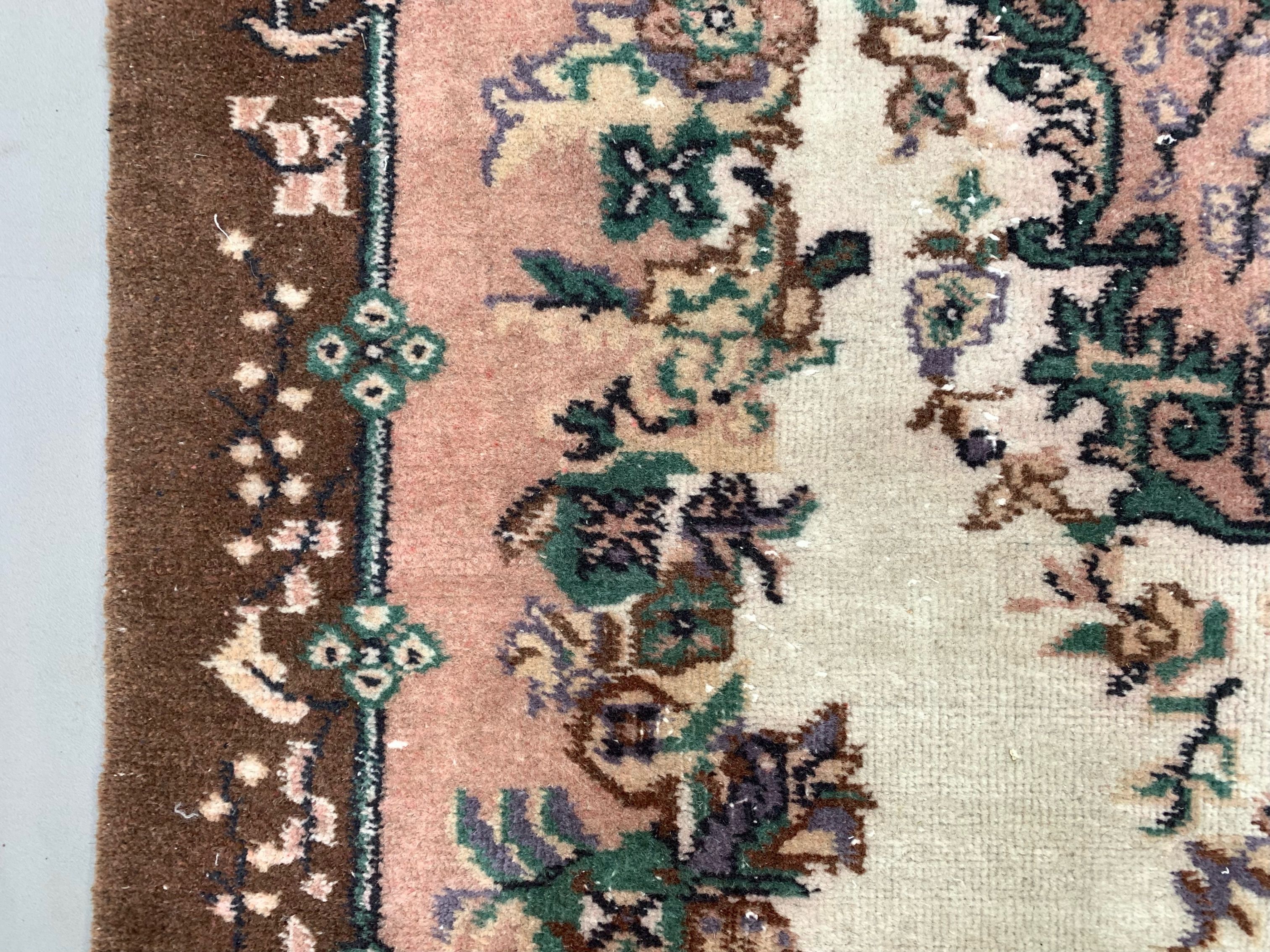 Vintage turkish rug 216x122 cm shabby carpet central anatolian medium