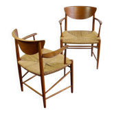 Pair of teak armchairs model 317 by Peter Hvidt for Soborg Mobler Denmark