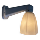 Swan neck wall lamp in porcelain ceramic and tulip in white opaline glass