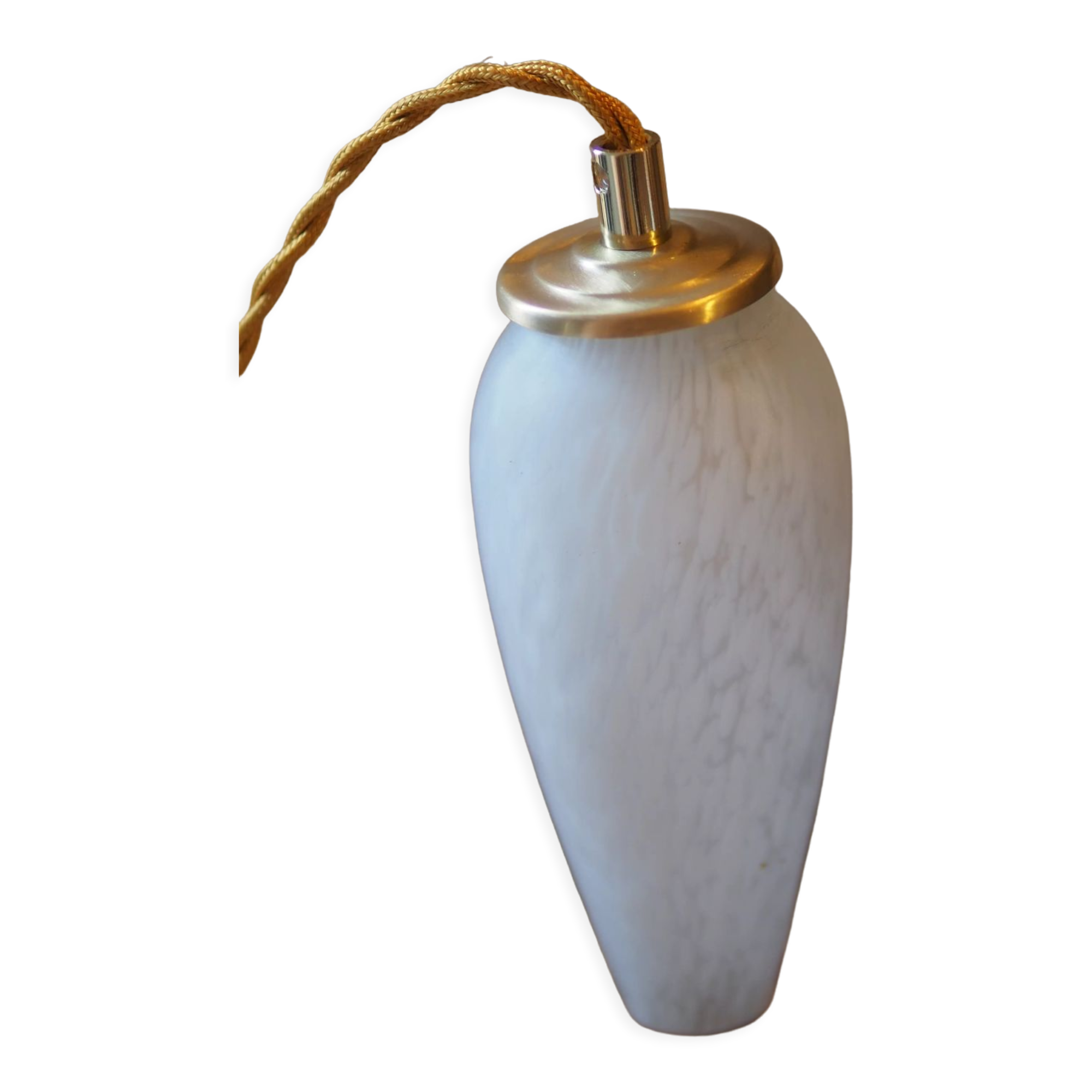 Lampe baldaeuse vintage - verre de clichy blanc