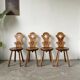 Set of 4 Savoyard pine chairs from the 60s