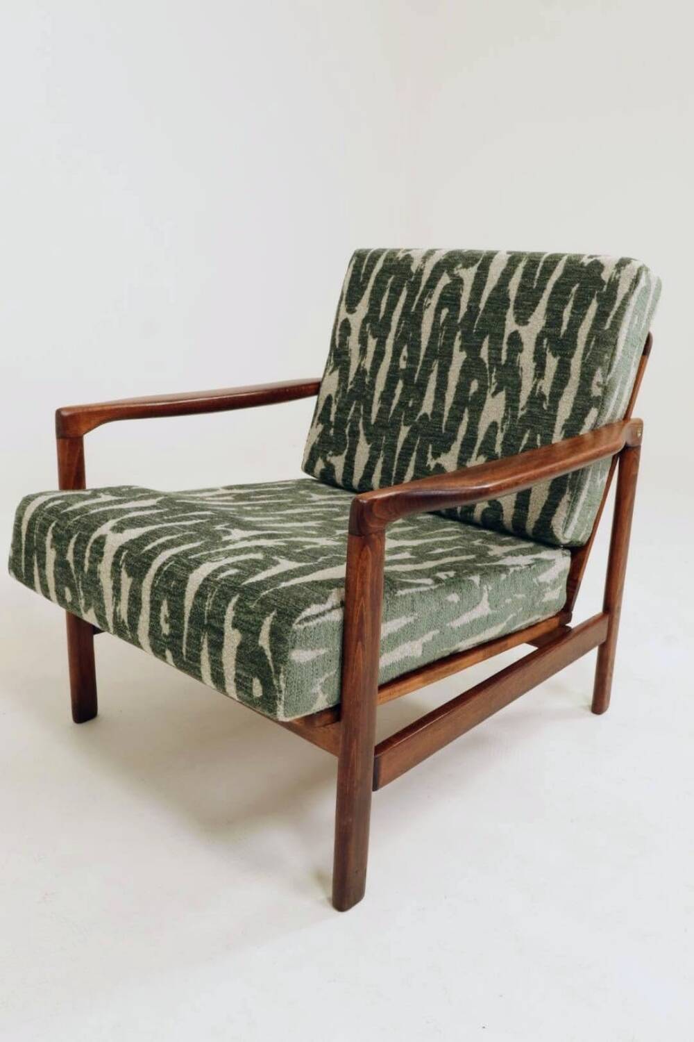 Vintage Armchair Green Cushions Classic Design