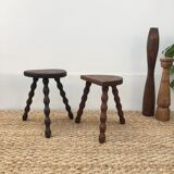 Pair of brutalist tripod stools