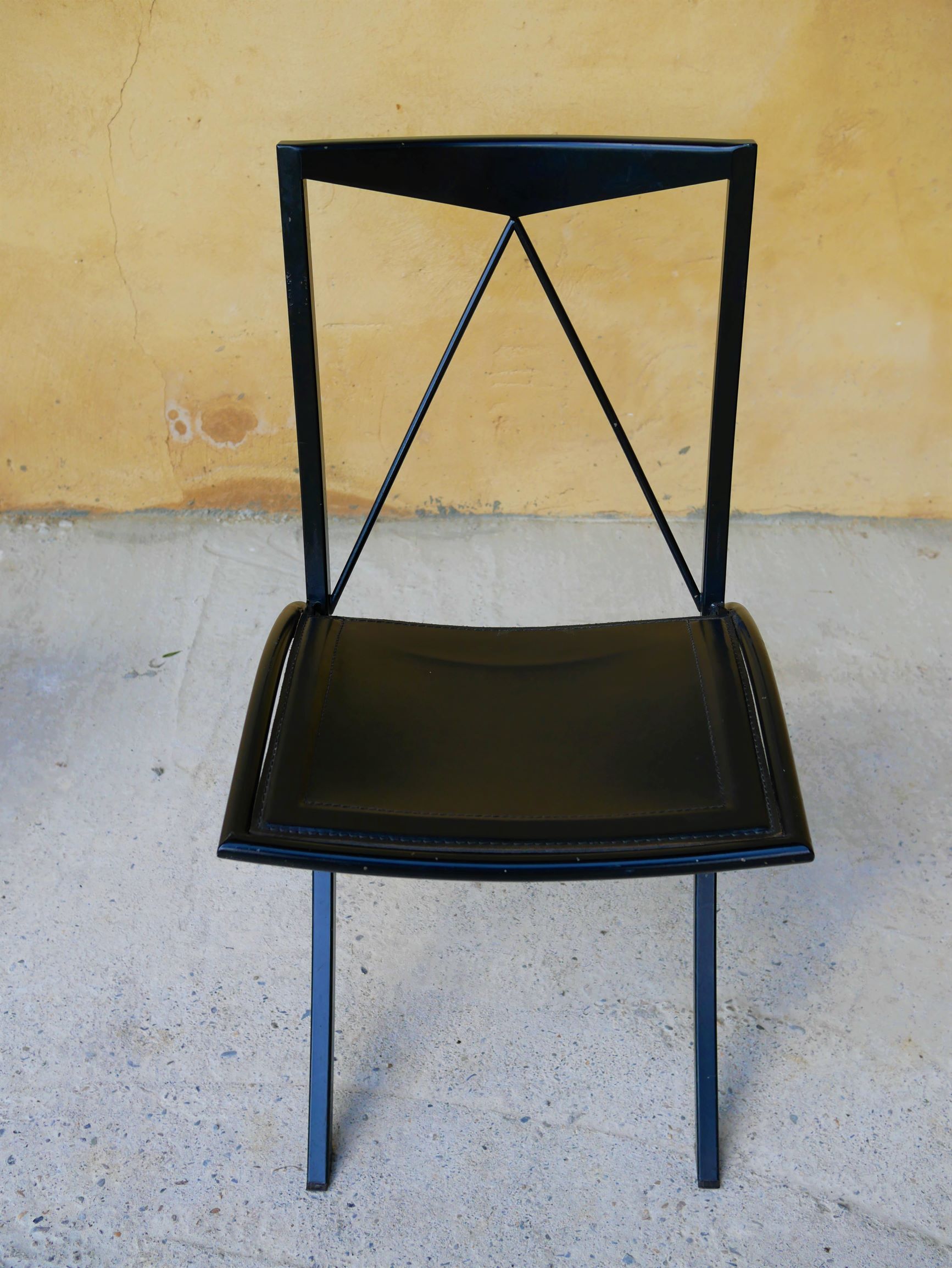 Chair by Cattelan Italia folding vintage leather and metal