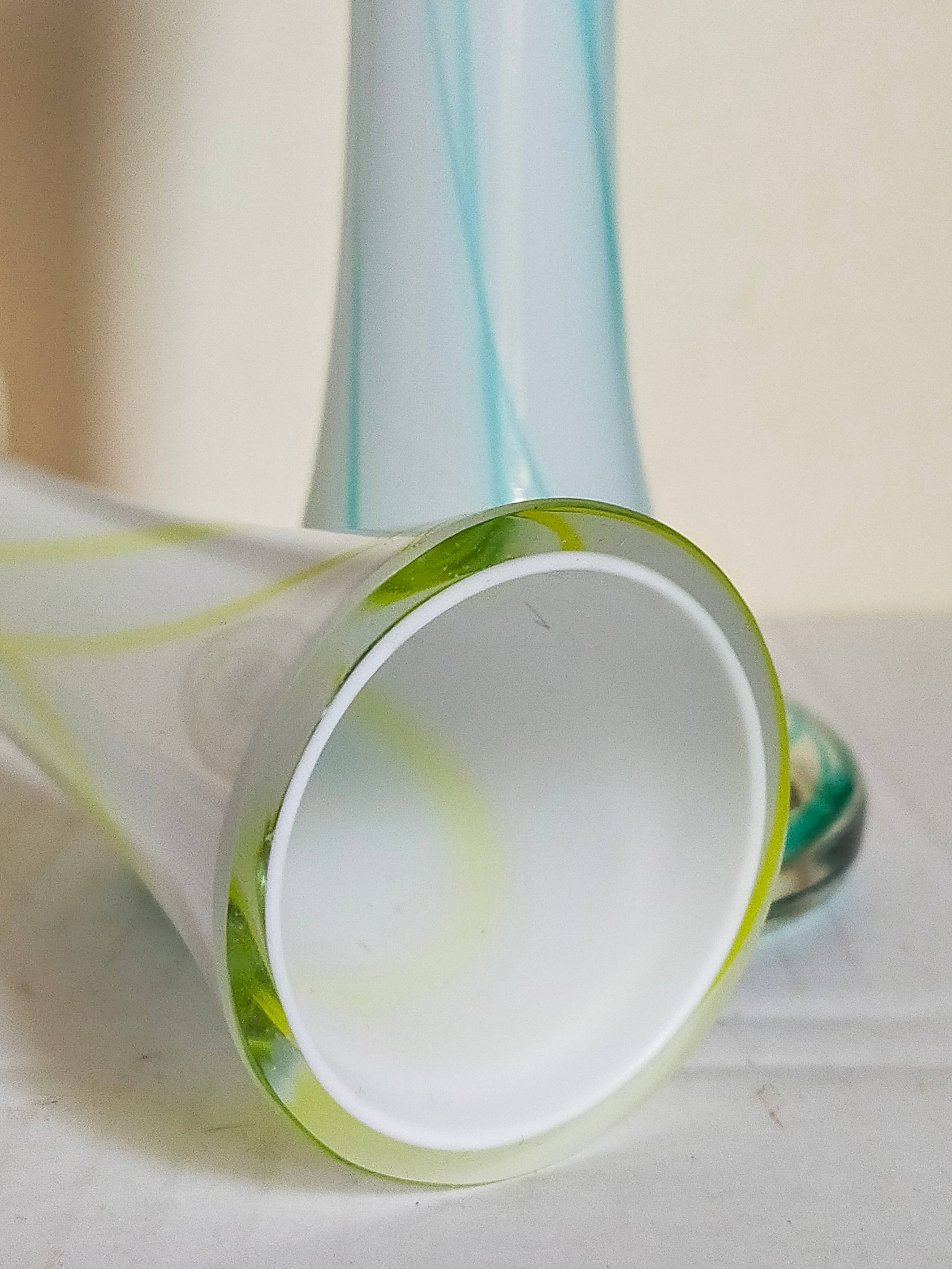 Duo of makora blown glass soliflores (krosno, poland) 1970s